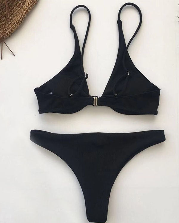 Ribbed Knotted Bikini Sets