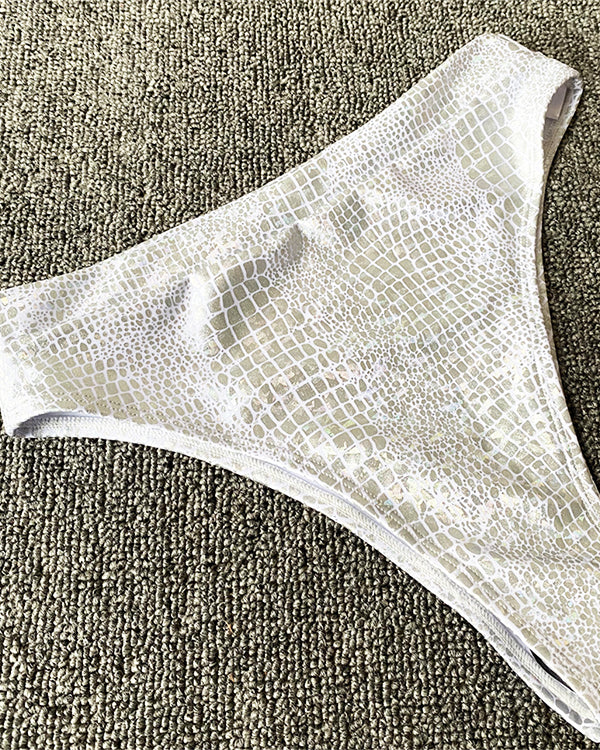 SnakeSkin Fabric Cut Out  High Waisted Bikini Sets
