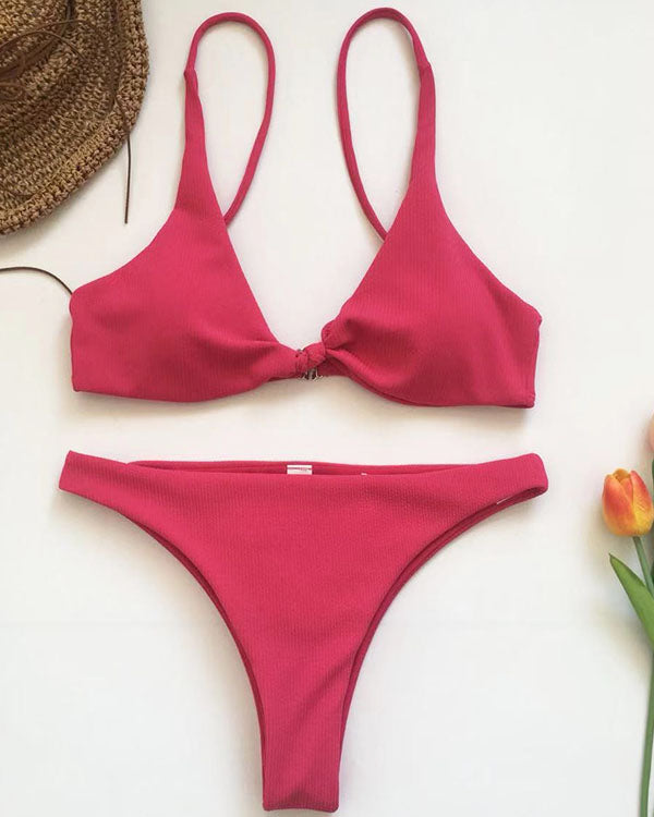 Ribbed Knotted Bikini Sets