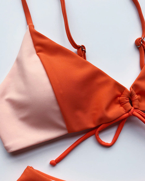 New ColoBlock Tie Front Bikini Sets