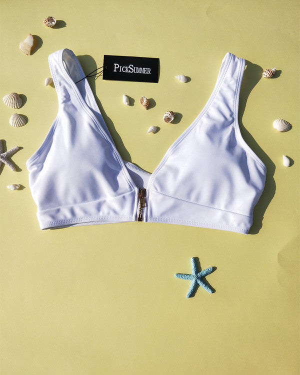 Zipper High Cut Bikini Sets