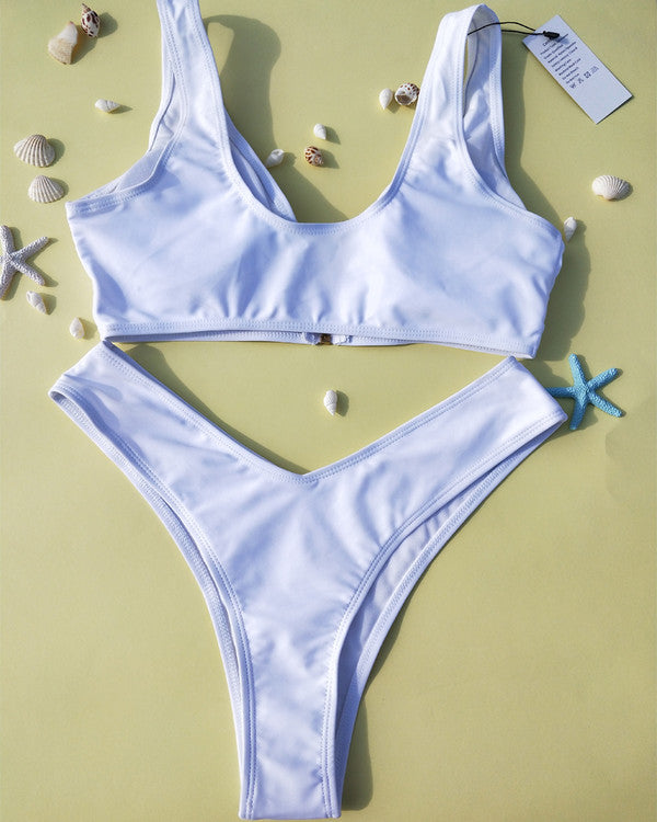 Zipper High Cut Bikini Sets