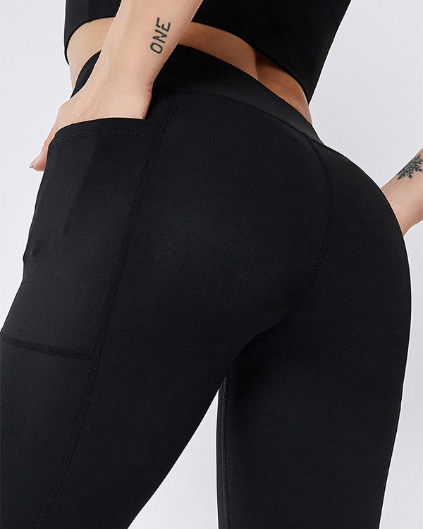 Mesh Side Pockets High Waisted Leggings