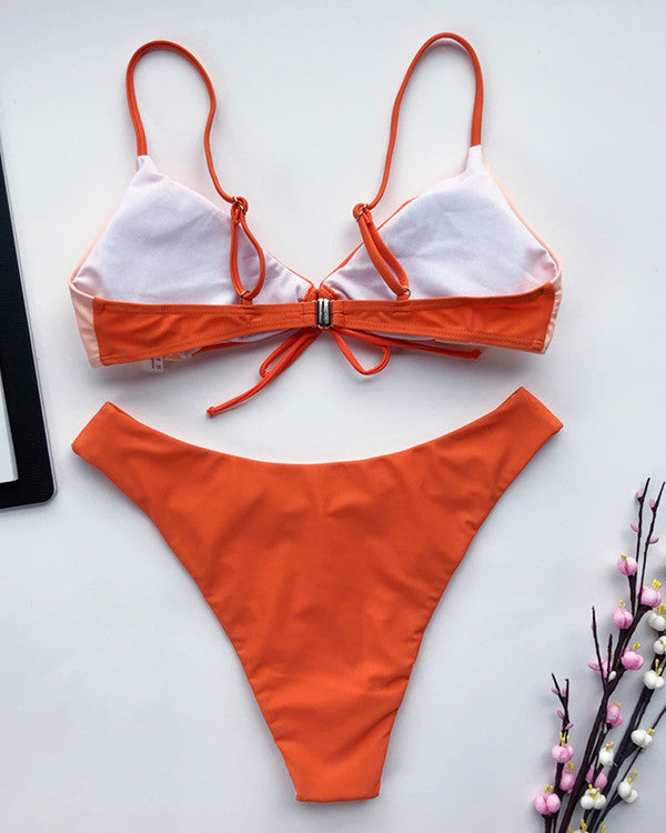 New ColoBlock Tie Front Bikini Sets