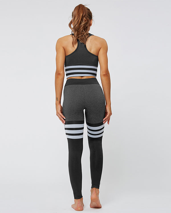 ColorBlock Sports Bras And High Waisted Leggings Gym Sets