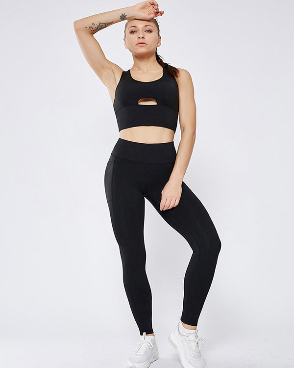 Mesh Side Pockets High Waisted Leggings
