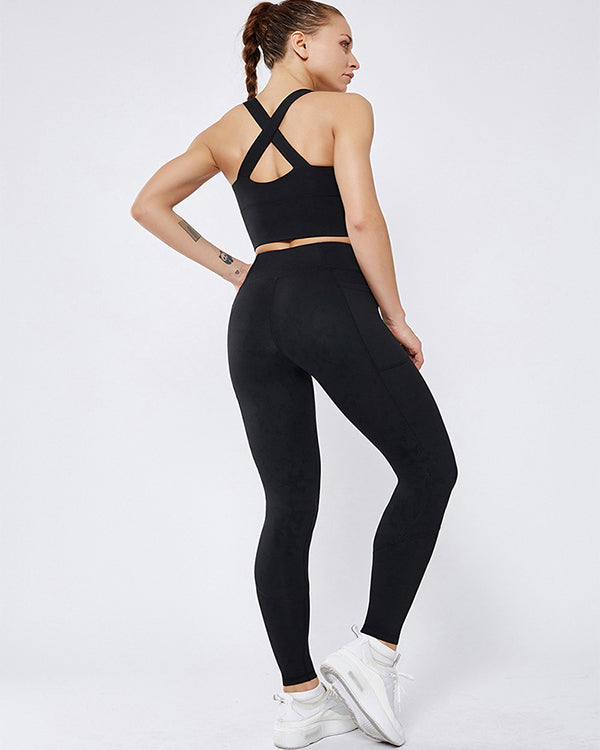 Mesh Side Pockets High Waisted Leggings