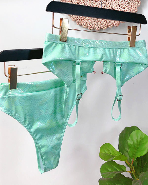 SnakeSkin Fabric Cut Out  High Waisted Bikini Sets