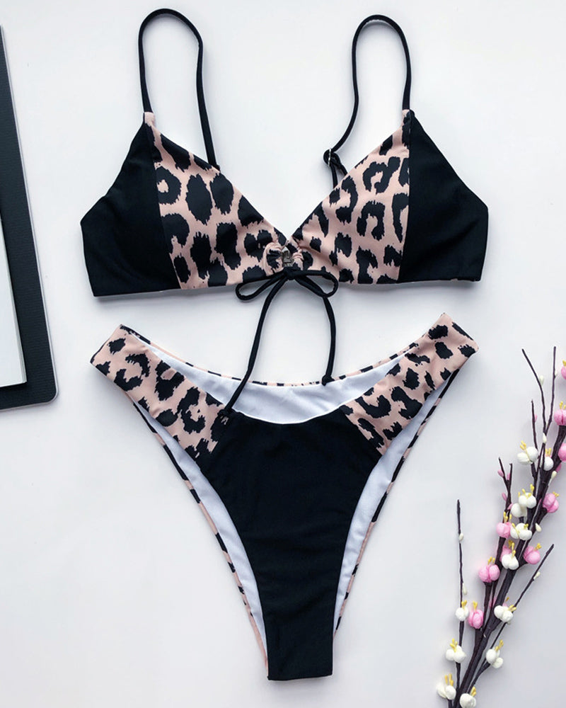 New ColoBlock Tie Front Bikini Sets