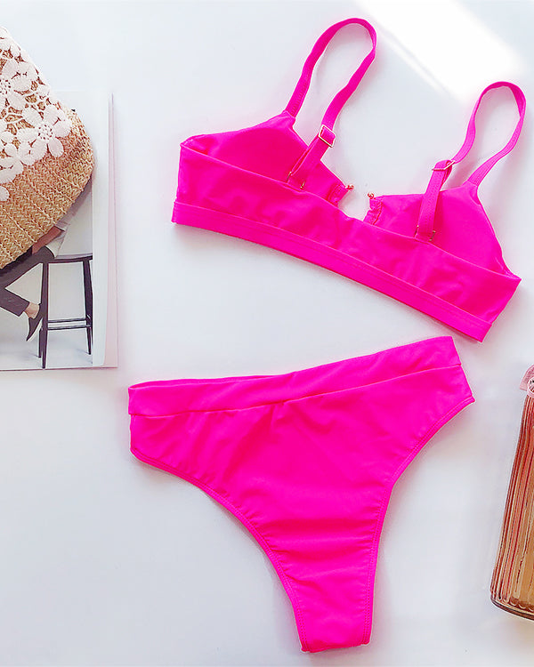 Cut Out High Waisted Bikini Sets