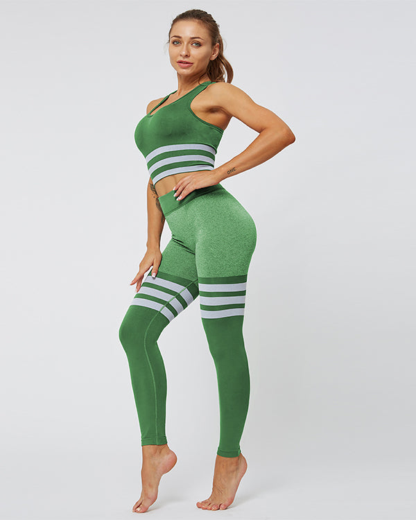 ColorBlock Sports Bras And High Waisted Leggings Gym Sets