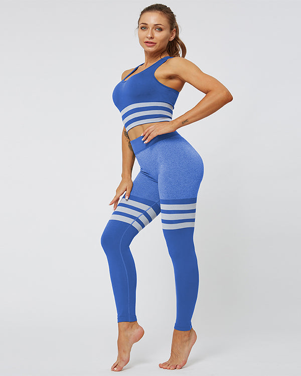 ColorBlock Sports Bras And High Waisted Leggings Gym Sets