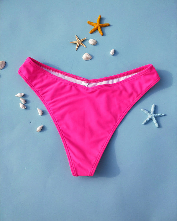 Sexy Deep V Neck Flouncing Shoulder Bikini Sets