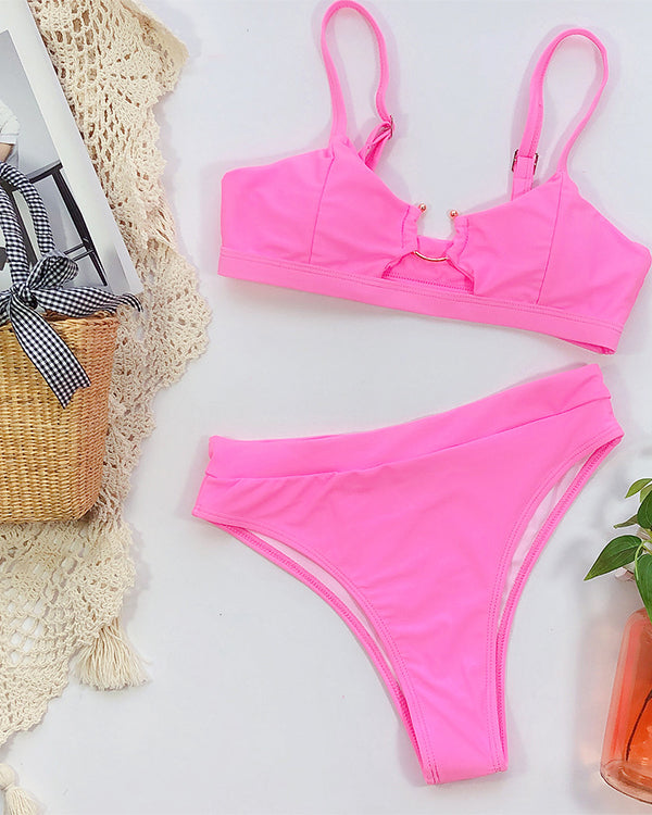 Cut Out High Waisted Bikini Sets