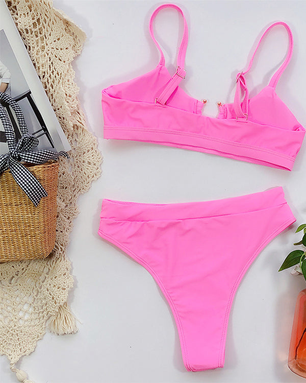 Cut Out High Waisted Bikini Sets