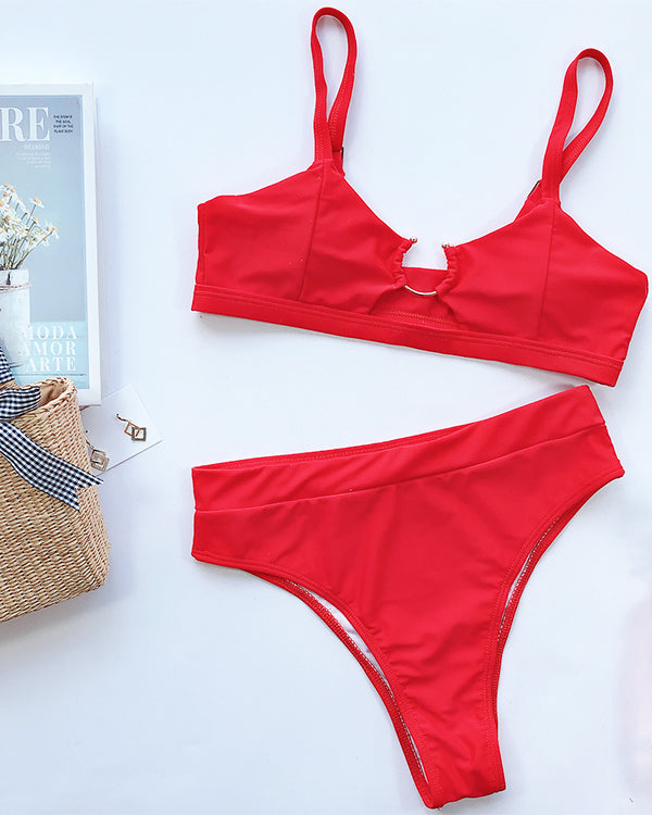 Cut Out High Waisted Bikini Sets