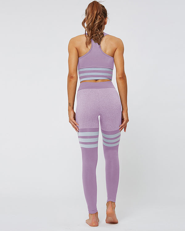 ColorBlock Sports Bras And High Waisted Leggings Gym Sets