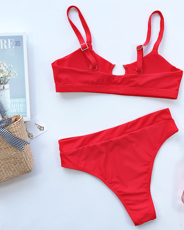 Cut Out High Waisted Bikini Sets