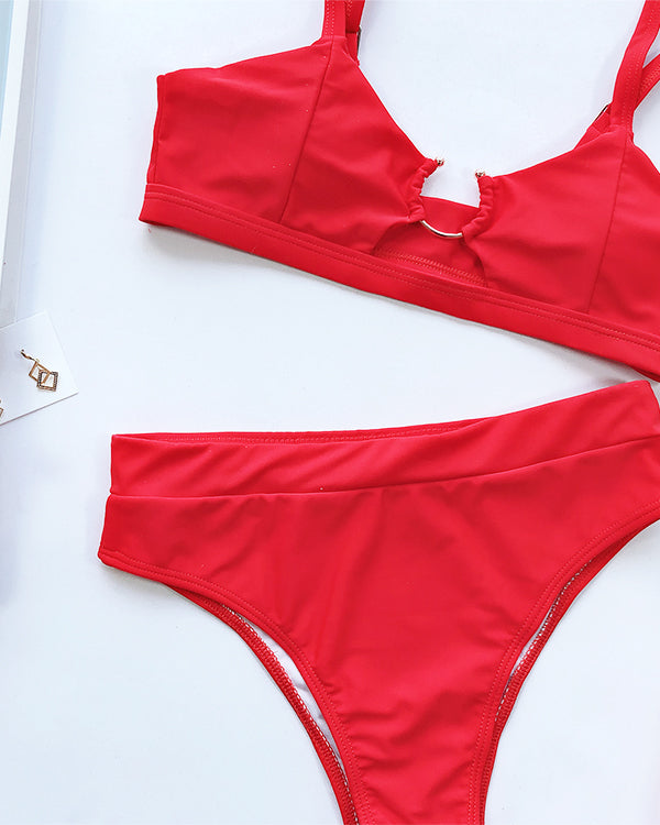 Cut Out High Waisted Bikini Sets