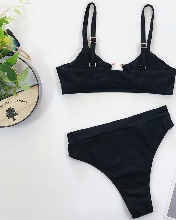 Cut Out High Waisted Bikini Sets