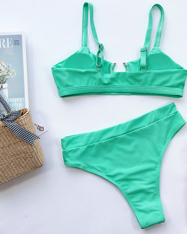 Cut Out High Waisted Bikini Sets
