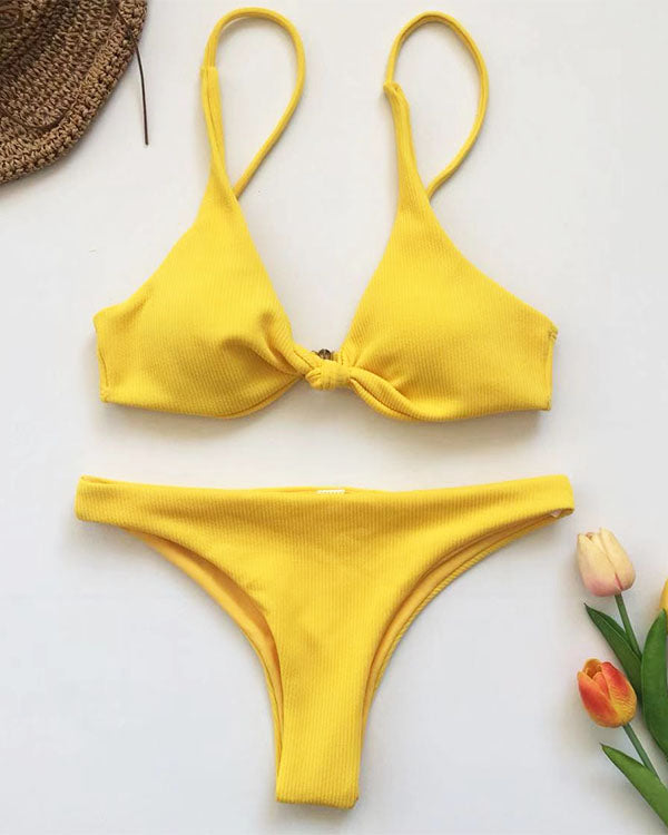 Ribbed Knotted Bikini Sets