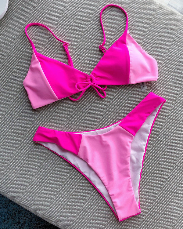 New ColoBlock Tie Front Bikini Sets
