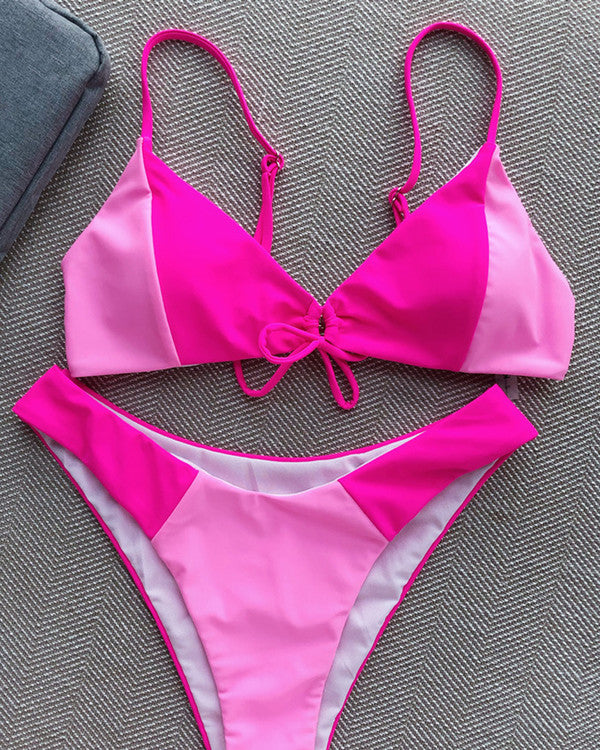 New ColoBlock Tie Front Bikini Sets