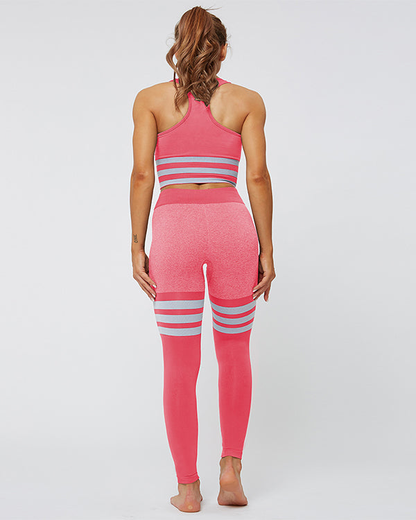 ColorBlock Sports Bras And High Waisted Leggings Gym Sets