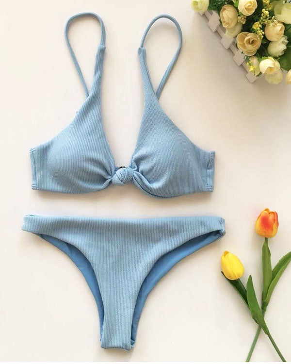 Ribbed Knotted Bikini Sets