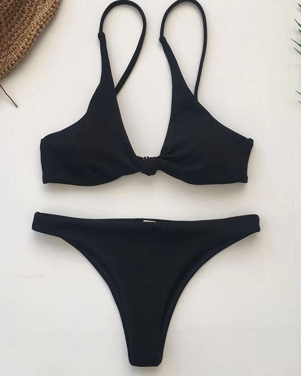 Ribbed Knotted Bikini Sets