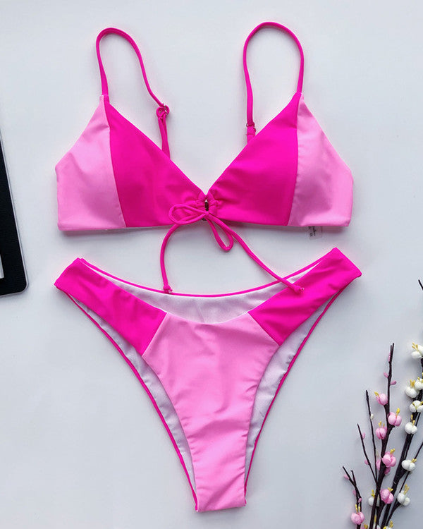 New ColoBlock Tie Front Bikini Sets