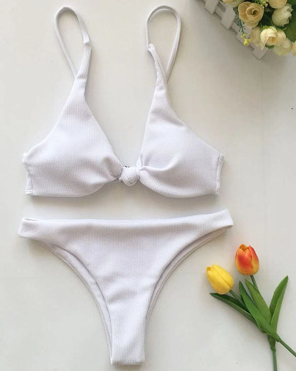 Ribbed Knotted Bikini Sets